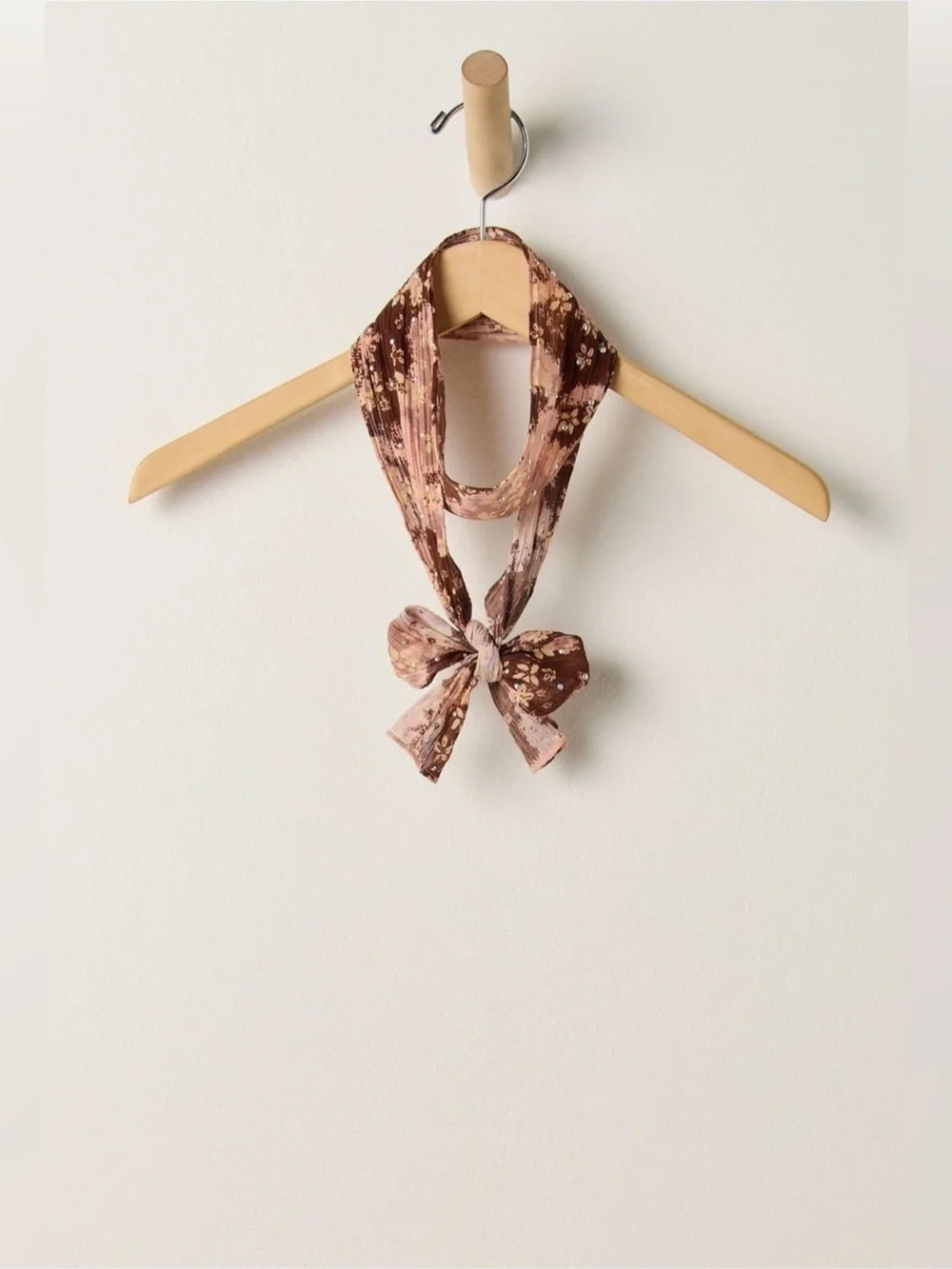 Free People ultra skinny Brown and Pink Floral Neck Scarf
